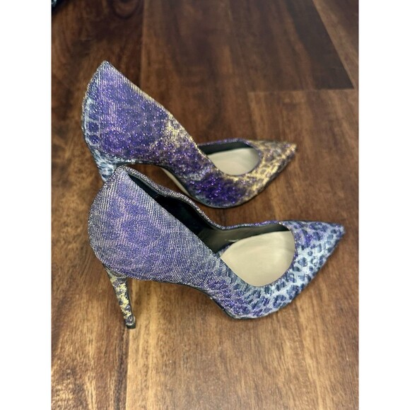 Aldo "Hanrietta" Purple Sparkly Leopard Print Pointy Toe Stiletto Heels Sz 9 EUC - Picture 2 of 6